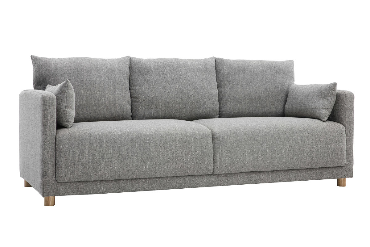 Skandinavisches Sofa 3-Sitzer aus hellgrauem Stoff THIOU