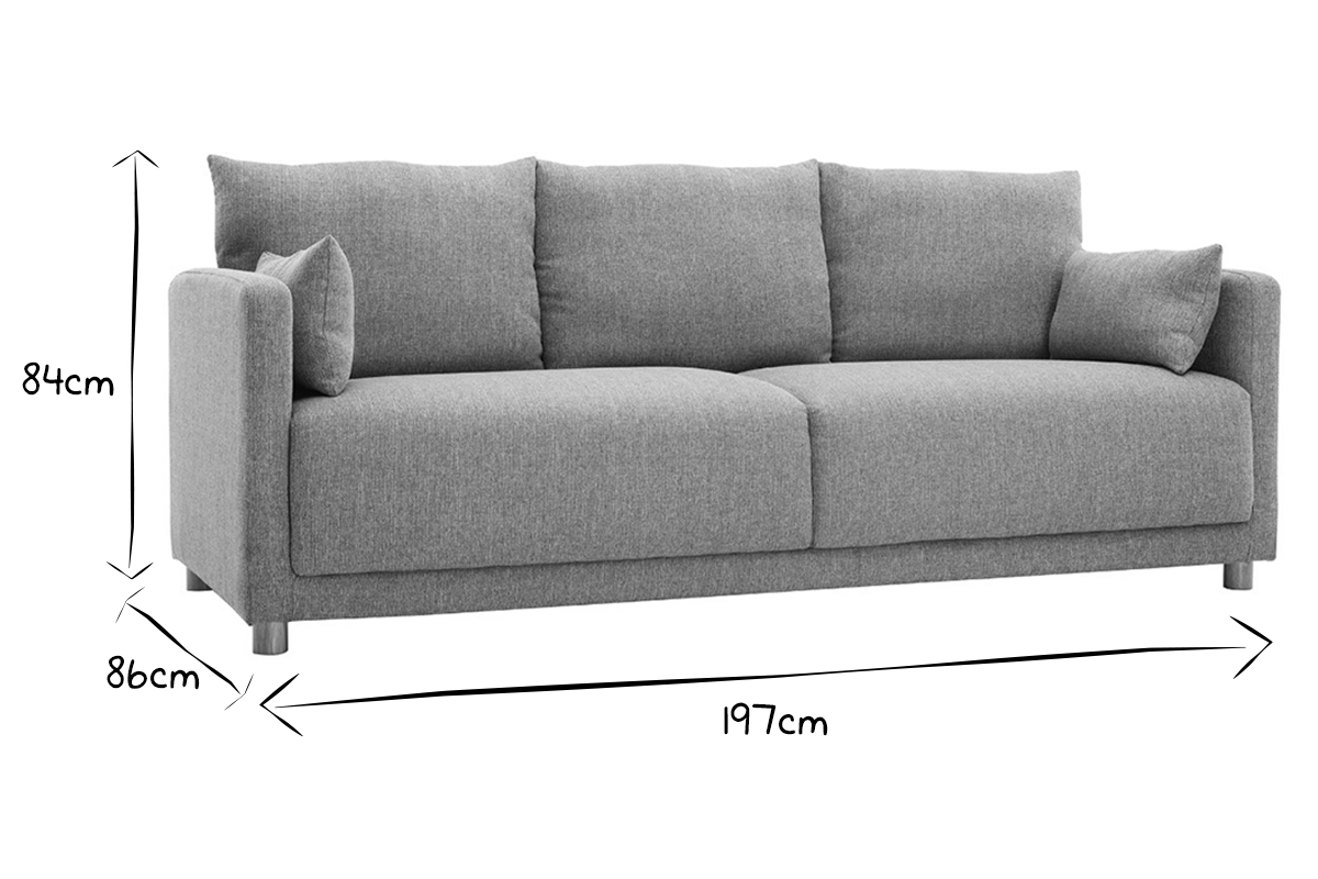Skandinavisches Sofa 3-Sitzer aus hellgrauem Stoff THIOU