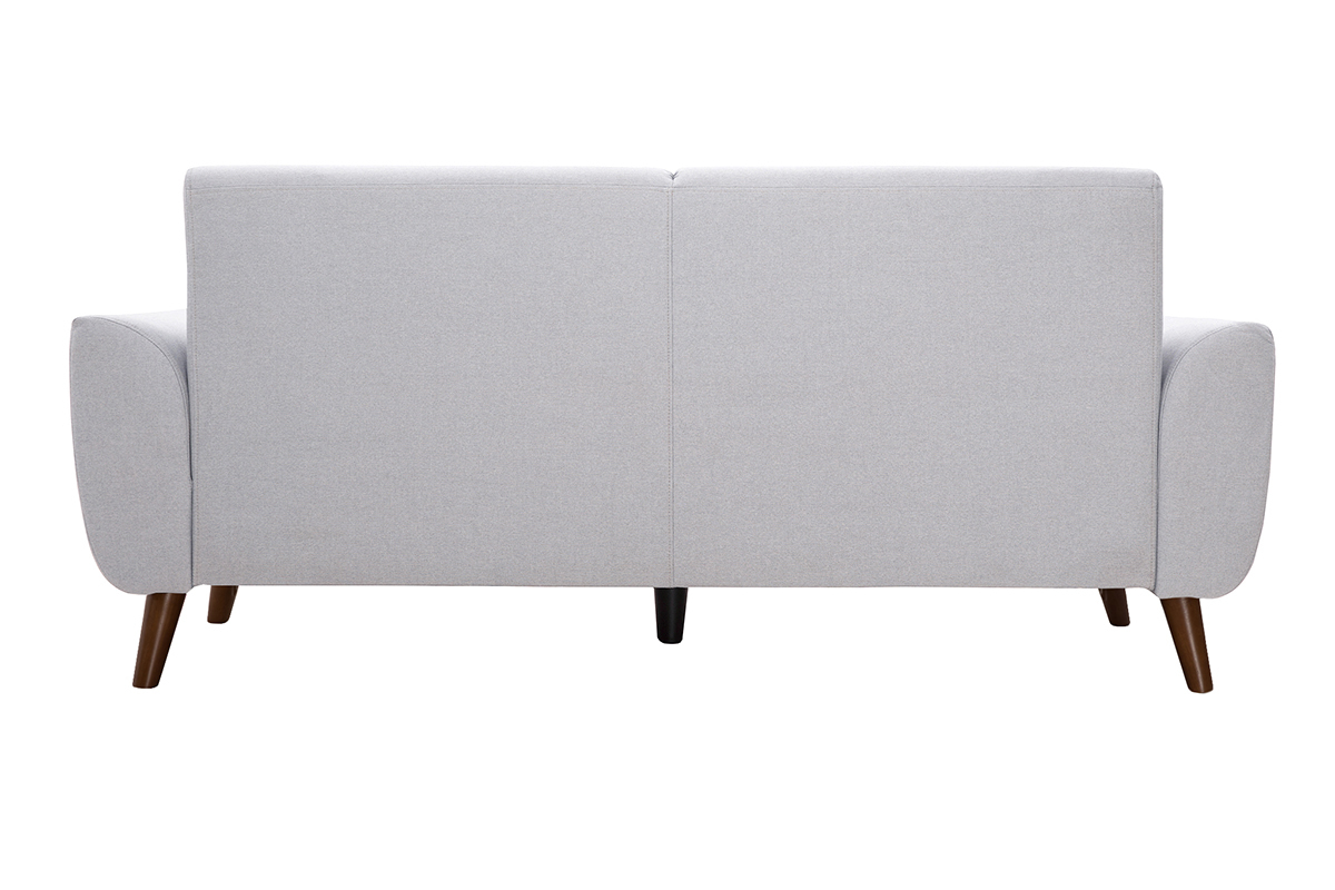 Skandinavisches Sofa 3-Sitzer aus hellgrauem Stoff und dunkles Holz EKTOR