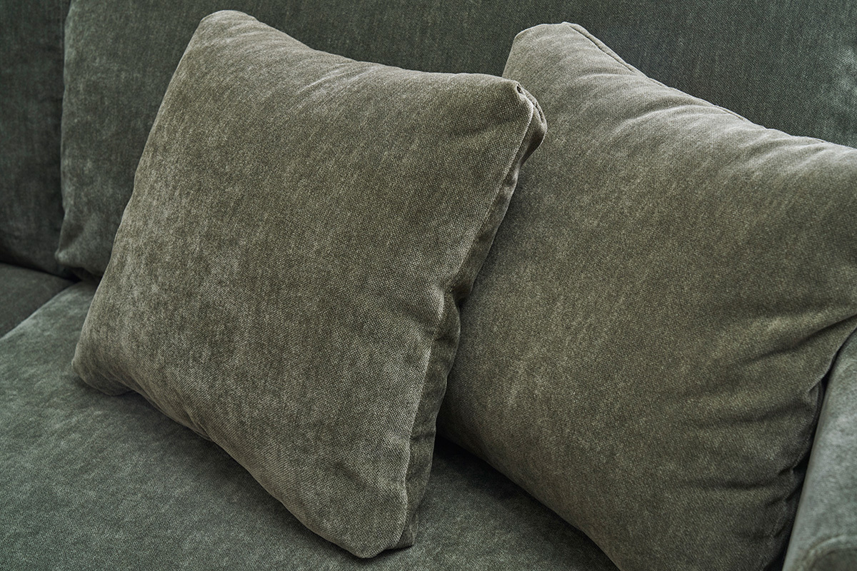 Skandinavisches Sofa 3-Sitzer Bezug abnehmbar SamtEffekt Khaki OSLO