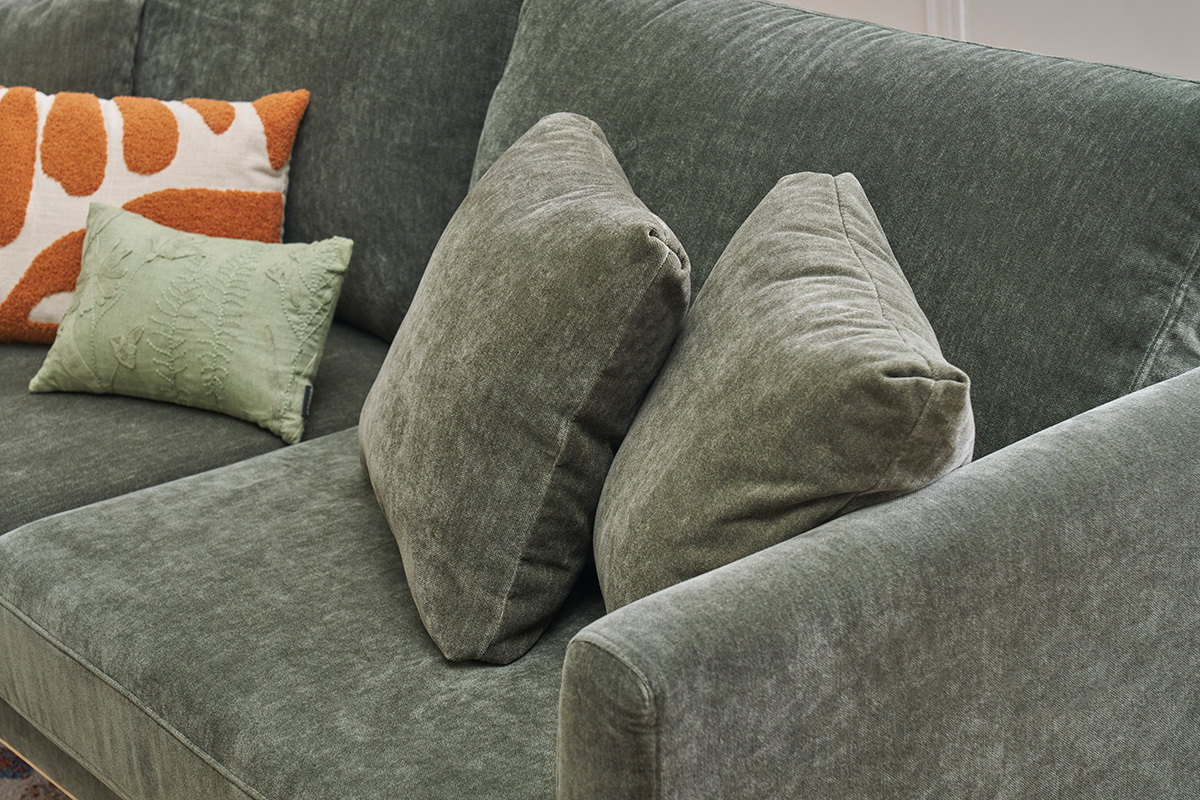 Skandinavisches Sofa 3-Sitzer Bezug abnehmbar SamtEffekt Khaki OSLO