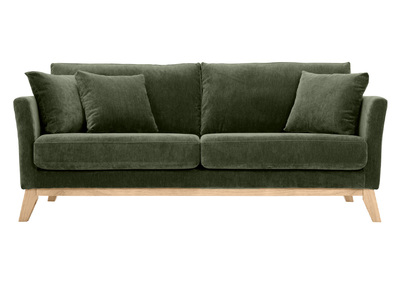 Skandinavisches Sofa 3-Sitzer Bezug abnehmbar SamtEffekt Khaki OSLO