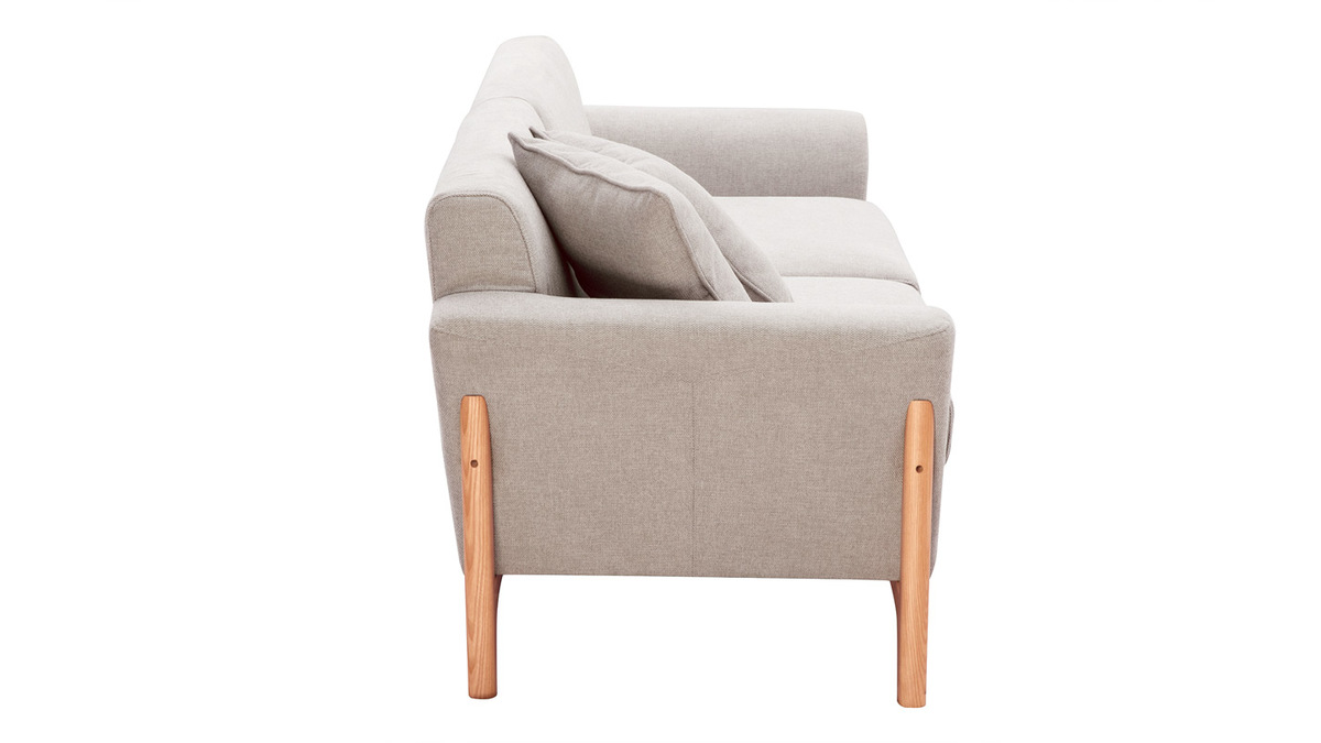 Skandinavisches Sofa 3-Sitzer in Beige und Esche ASAKO