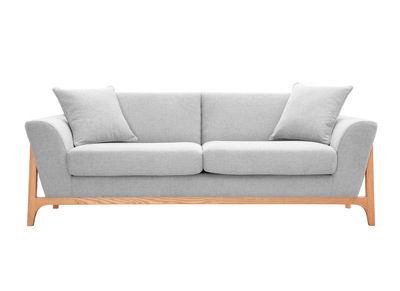 Skandinavisches Sofa 3-Sitzer in Hellgrau und Esche ASAKO