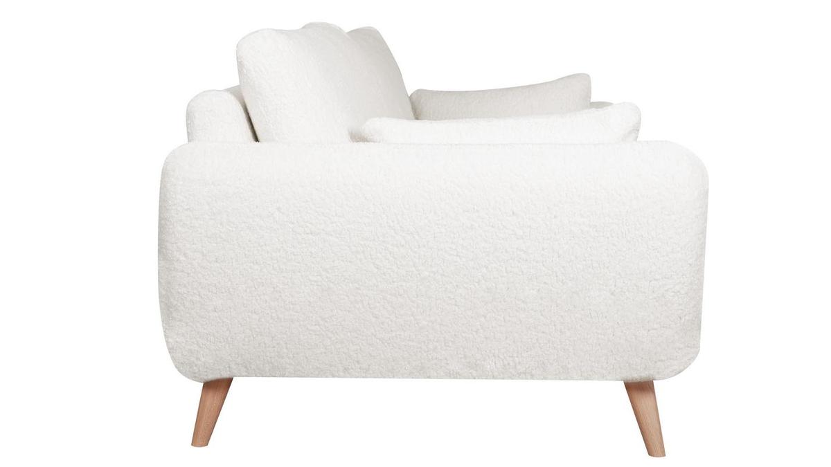 Skandinavisches Sofa 3-Sitzer mit Woll-Effekt und Holz CREEP