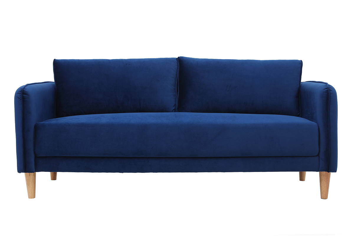 Skandinavisches Sofa 3-Sitzer Velours Blau KURT ?