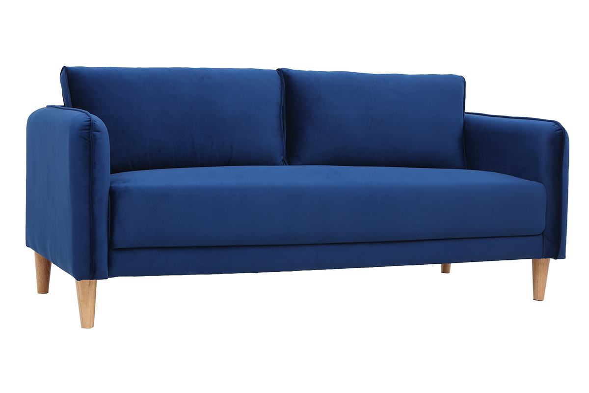 Skandinavisches Sofa 3-Sitzer Velours Blau KURT ?