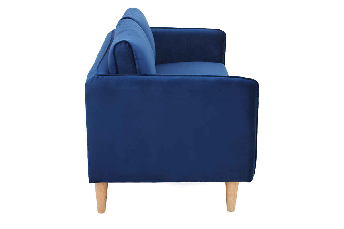 Skandinavisches Sofa 3-Sitzer Velours Blau KURT ?