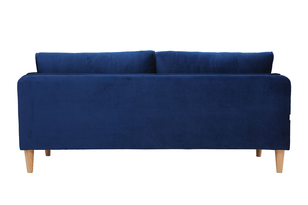 Skandinavisches Sofa 3-Sitzer Velours Blau KURT ?