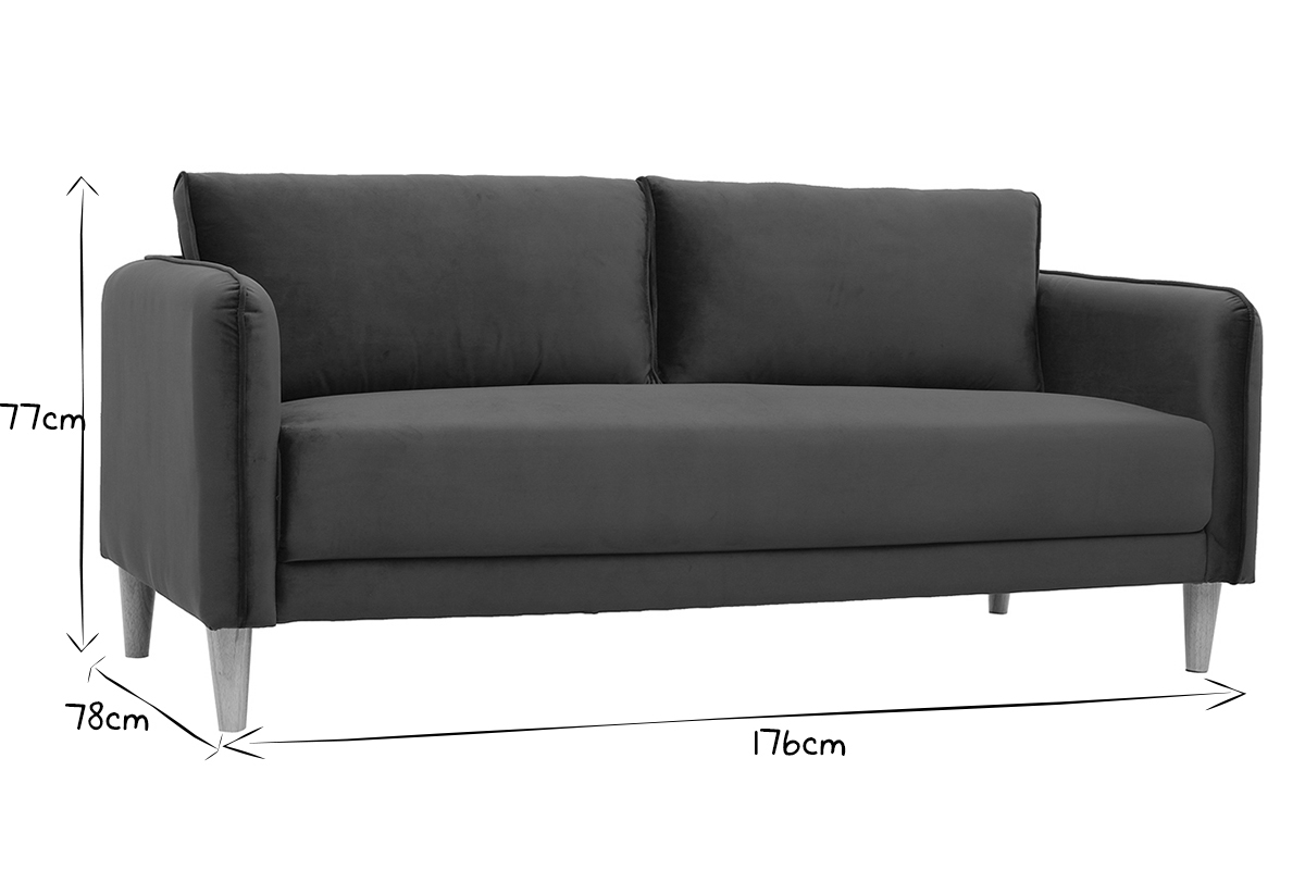 Skandinavisches Sofa 3-Sitzer Velours Blau KURT ?