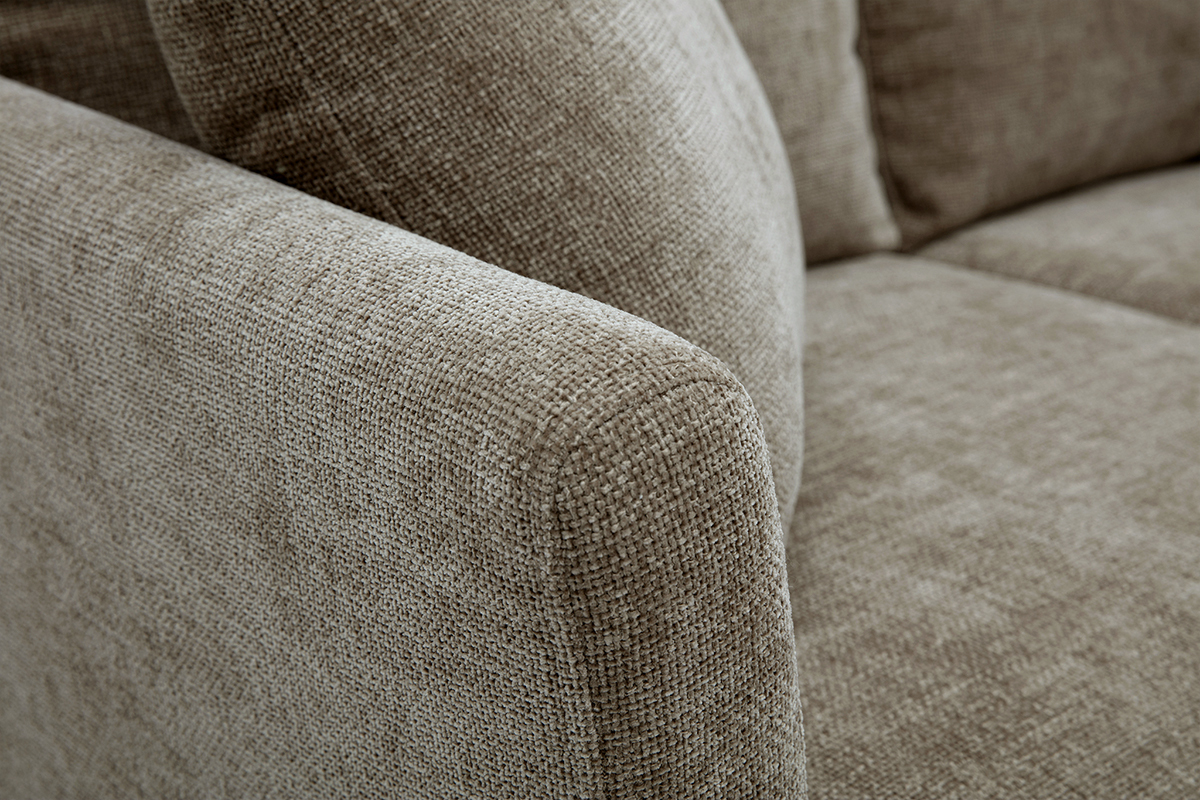Skandinavisches Sofa, abnehmbar 2-Sitzer in Stoff mit strukturiertem Samteffekt taupe und hellem Holz OSLO
