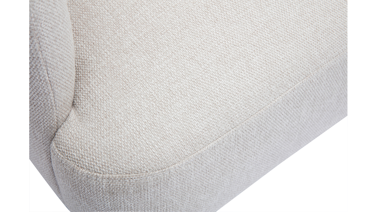 Skandinavisches Sofa aus beigem Stoff mit Samteffekt und hellem Holz 2-Sitzer ISKO