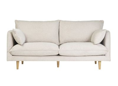 Skandinavisches Sofa aus beigem Stoff mit Samteffekt und hellem Holz 3-Sitzer CLAYTON