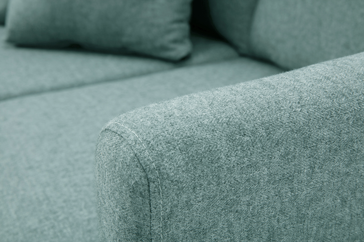 Skandinavisches Sofa aus graugrnem Stoff mit Samteffekt und hellem Holz 2-Sitzer OSLO