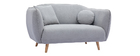 Skandinavisches Sofa aus hellgrauem Stoff mit Samt-Effekt Zweisitzer FOLK
