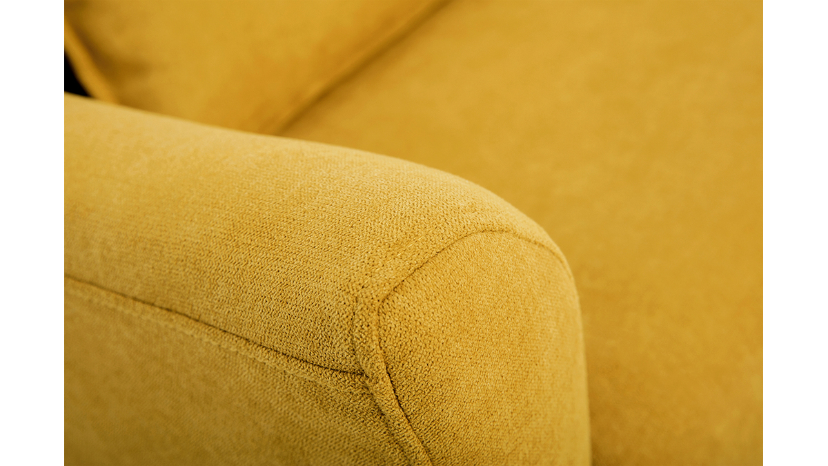 Skandinavisches Sofa senfgelber Stoff mit Samteffekt 2-Sitzer KATE