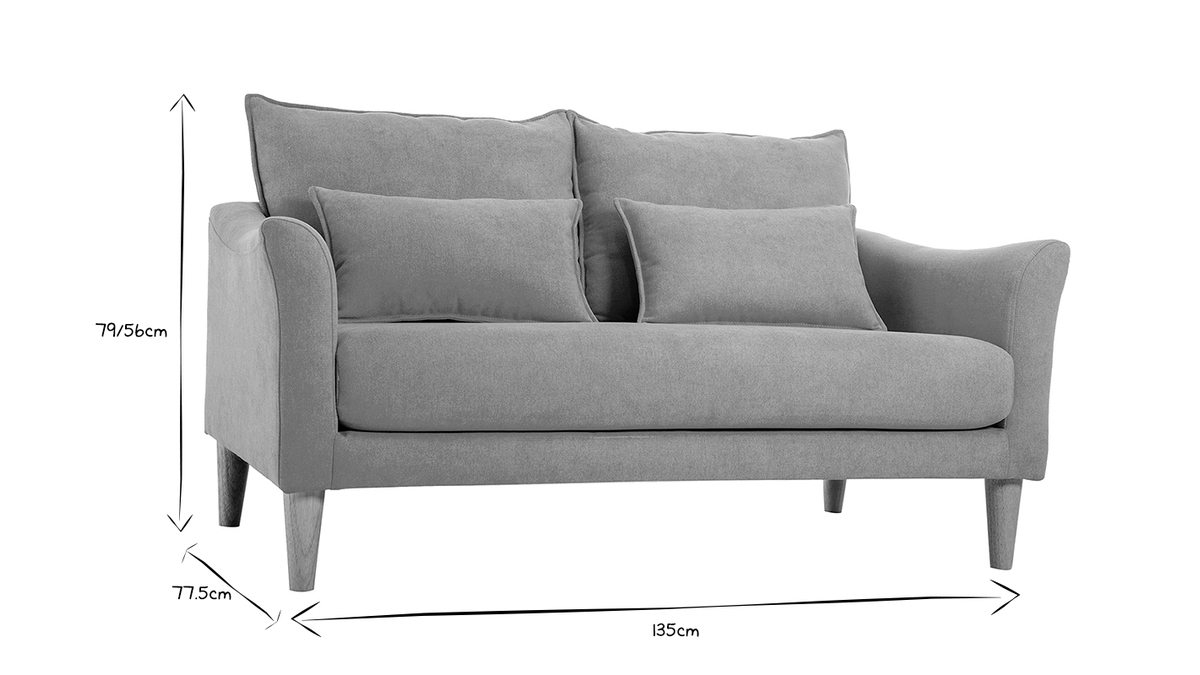 Skandinavisches Sofa senfgelber Stoff mit Samteffekt 2-Sitzer KATE