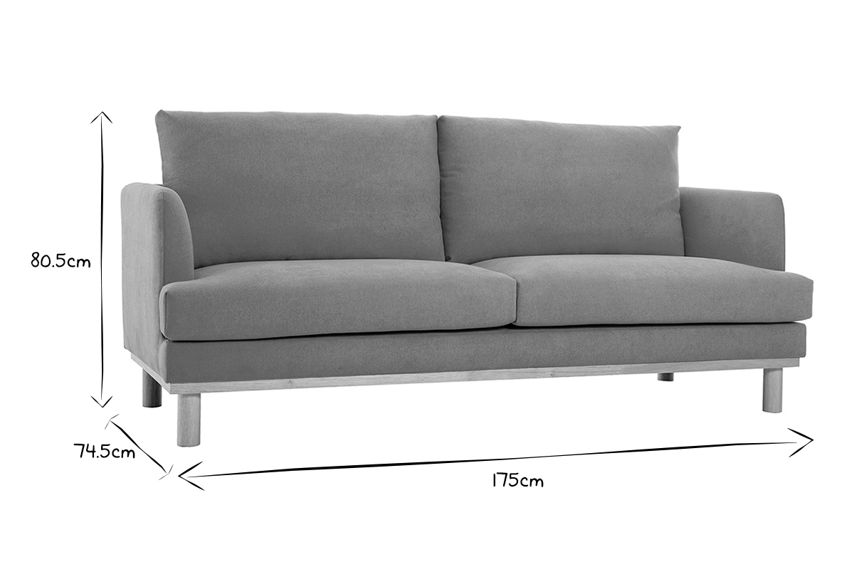 Skandinavisches Sofa senfgelber Stoff mit Samteffekt 3-Sitzer HOBART