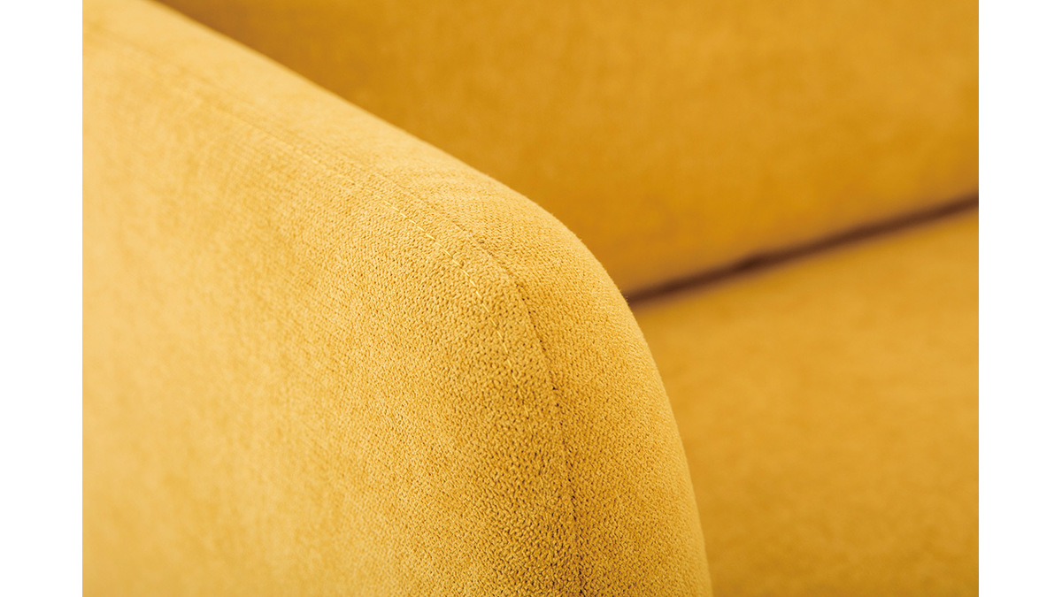 Skandinavisches Sofa senfgelber Stoff mit Samteffekt 3-Sitzer HOBART