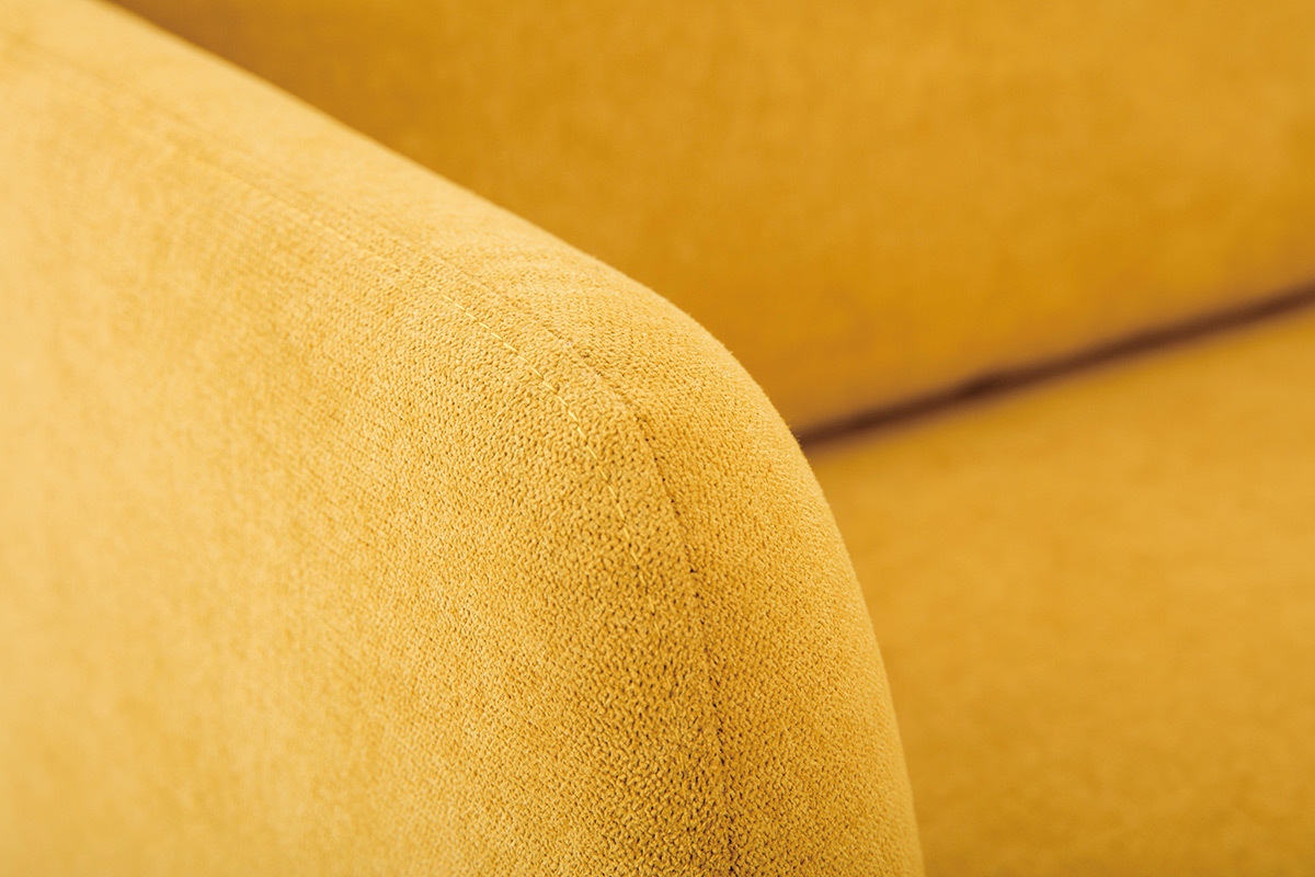 Skandinavisches Sofa senfgelber Stoff mit Samteffekt 3-Sitzer HOBART