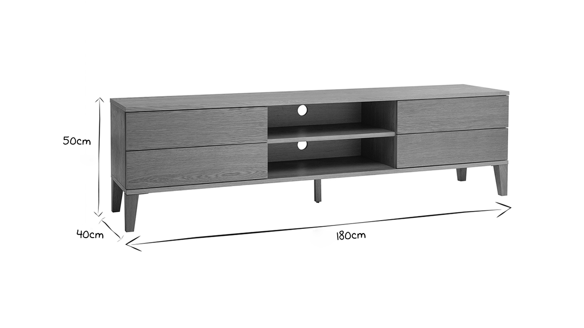 Skandinavisches TV-Möbel aus hellem Holz B180cm FREDDY