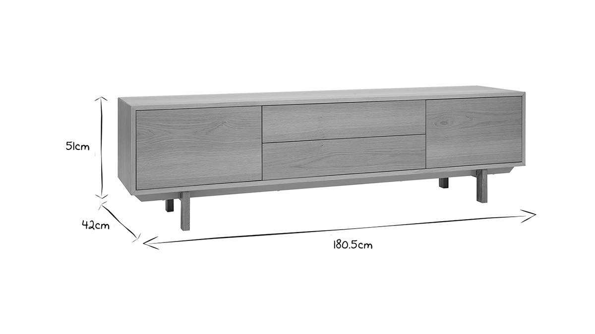 Skandinavisches TV-Möbel aus hellem Holz B180cm SID