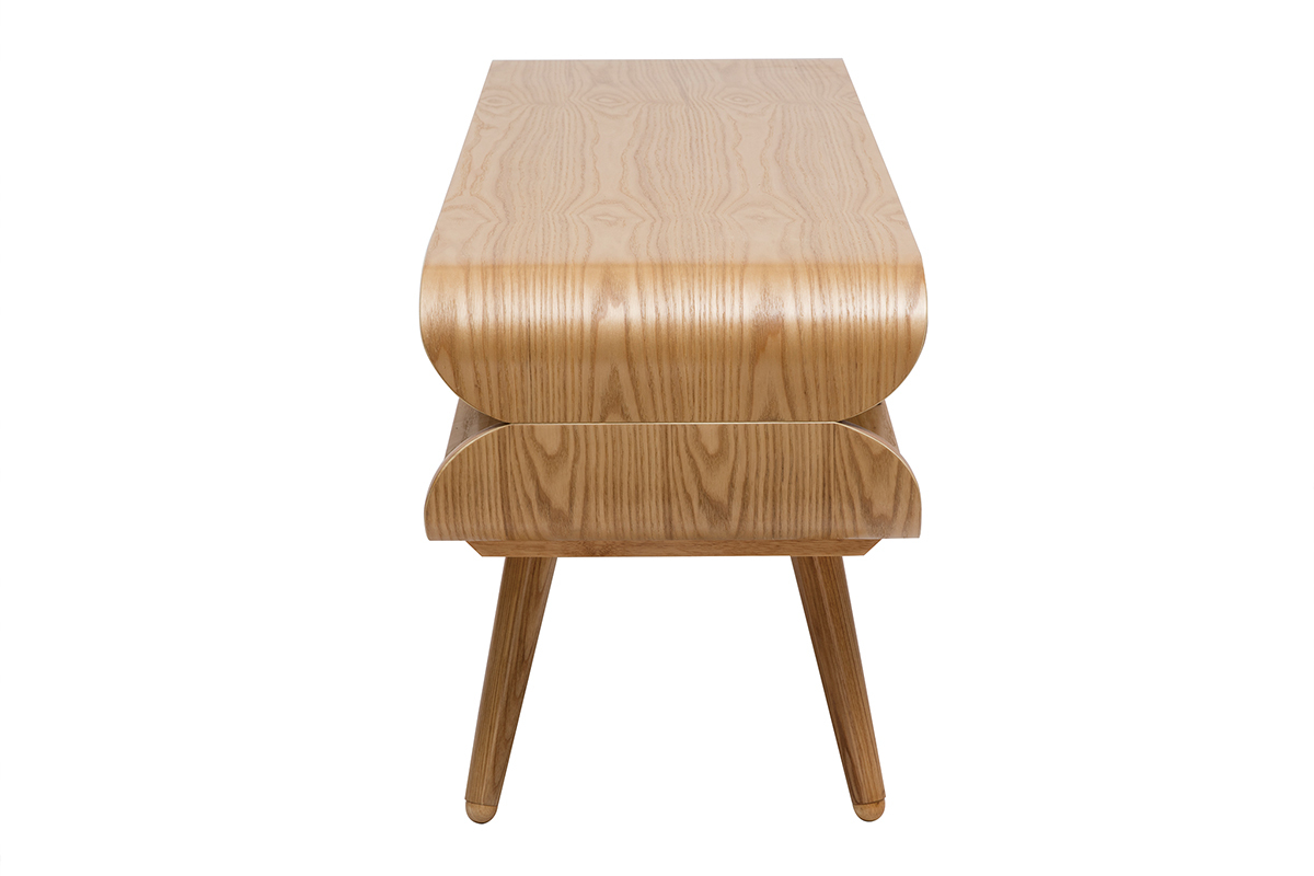 Skandinavisches TV-Mbel mit Ablagefchern aus hellem Holz B 132 cm TAKLA