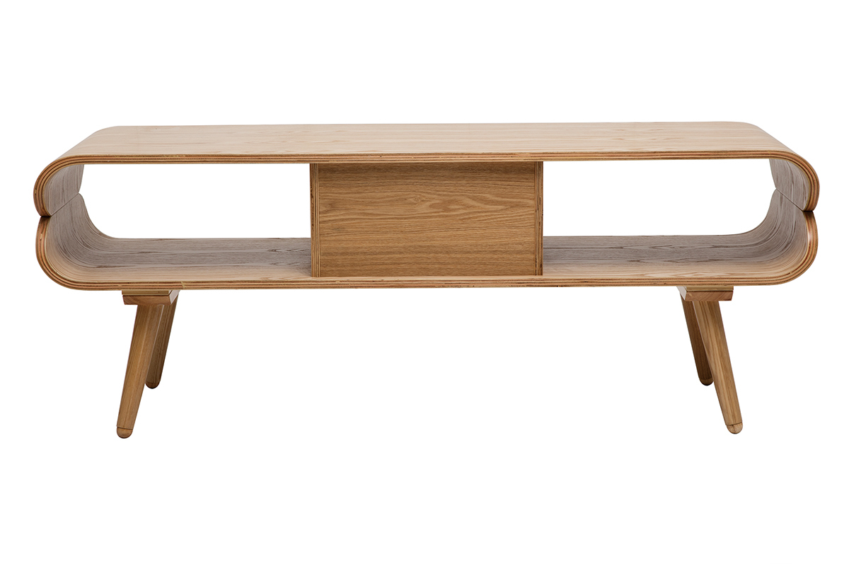 Skandinavisches TV-Mbel mit Ablagefchern aus hellem Holz B 132 cm TAKLA