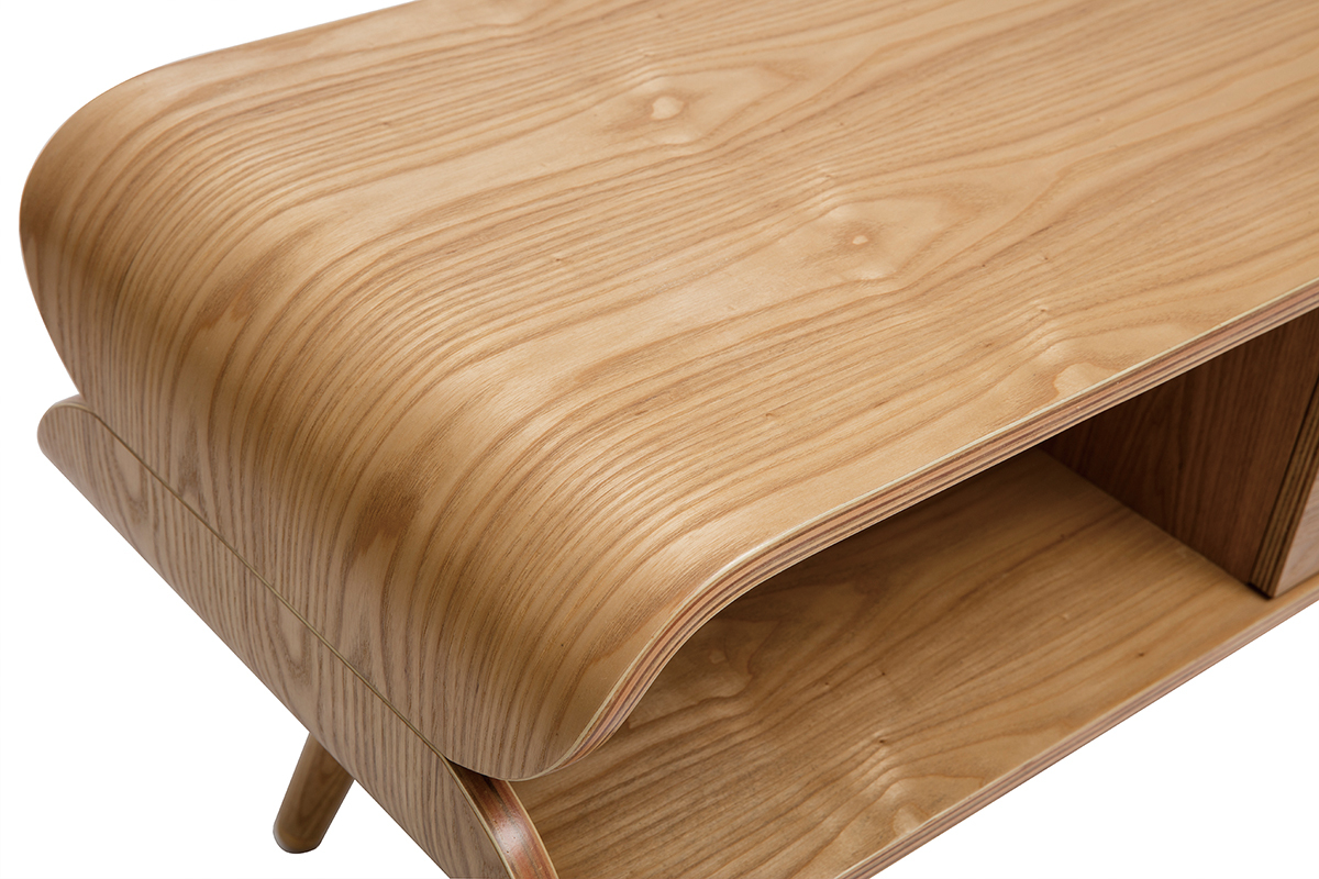 Skandinavisches TV-Mbel mit Ablagefchern aus hellem Holz B 132 cm TAKLA