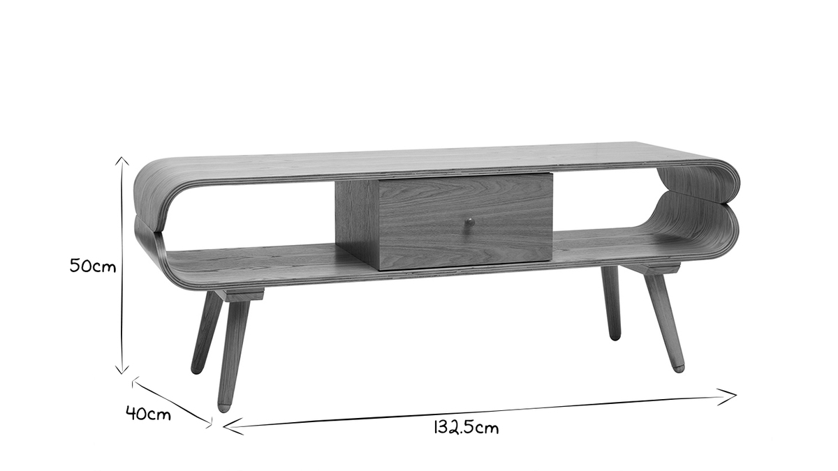 Skandinavisches TV-Mbel mit Ablagefchern aus hellem Holz B 132 cm TAKLA