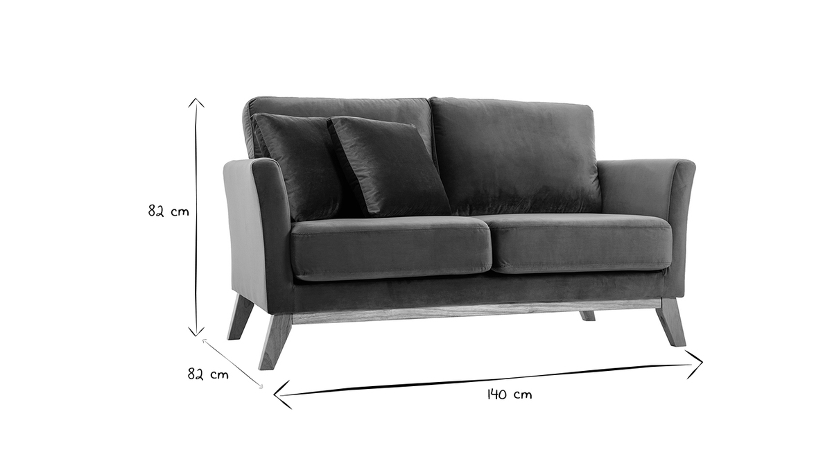 Skandinavisches Zweisitzer-Sofa mit abnehmbarem Bezug und bordeauxrotem Samt OSLO