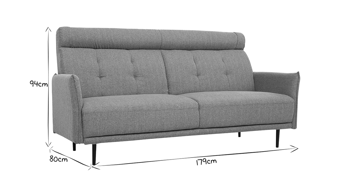 Sofa 3-Sitzer hellgrauer Stoff HIBA
