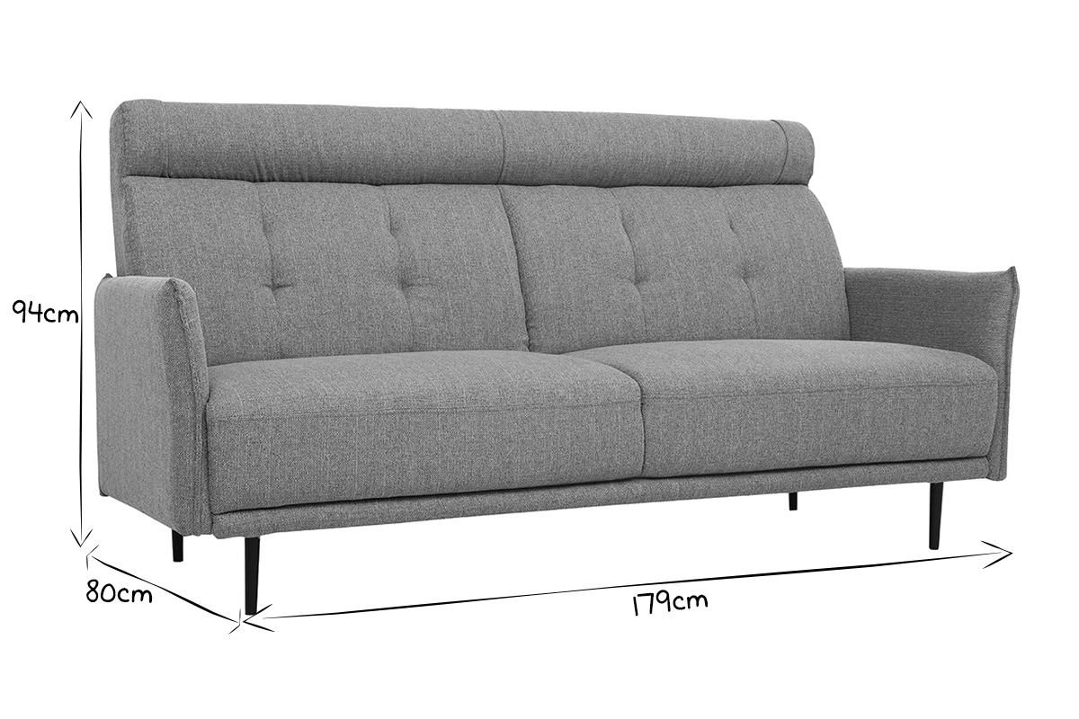 Sofa 3-Sitzer hellgrauer Stoff HIBA