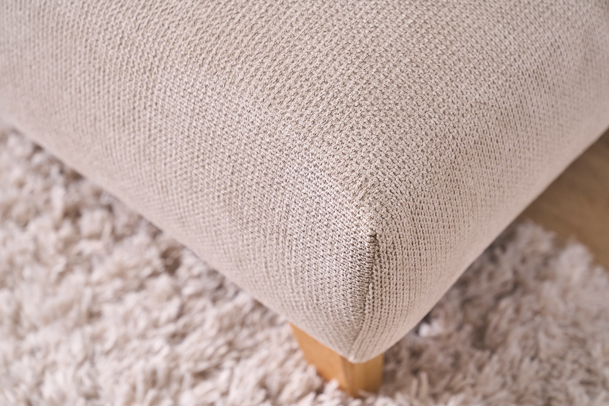 Sofa 3-Sitzer in beige Chenille-Stoff und hellem Holz L201 cm BASTILLE