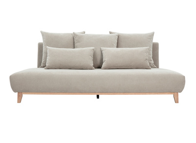 Sofa 3-Sitzer in beige Chenille-Stoff und hellem Holz L201 cm BASTILLE