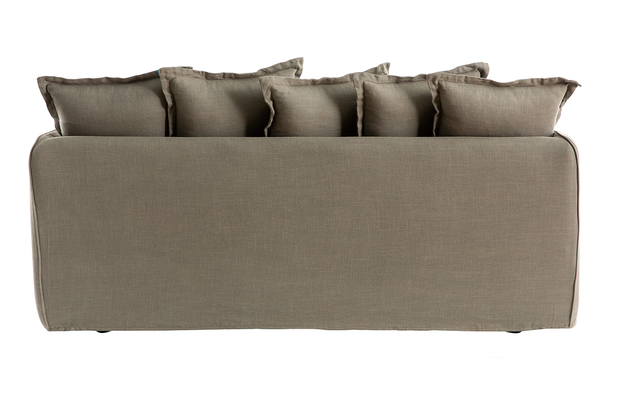 Sofa 3-Sitzer mit abnehmbarem Bezug in grauem Leinen MERLIN