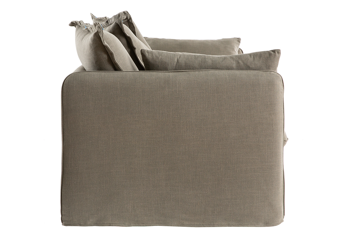Sofa 3-Sitzer mit abnehmbarem Bezug in grauem Leinen MERLIN