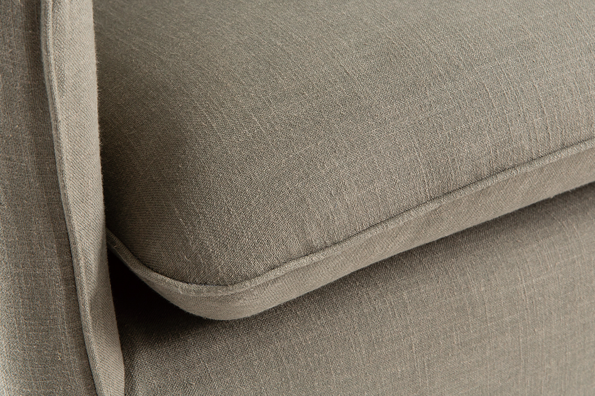 Sofa 3-Sitzer mit abnehmbarem Bezug in grauem Leinen MERLIN