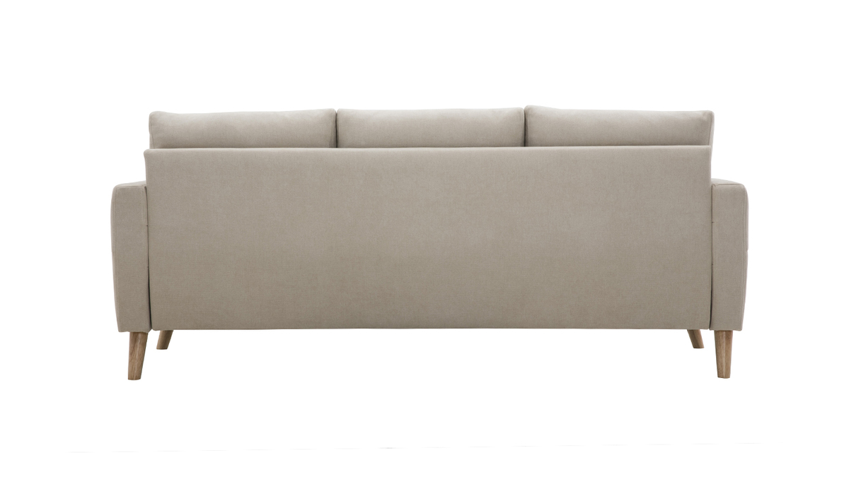 Sofa aus beigem Stoff und hellem Holz 3-Sitzer MUNIK