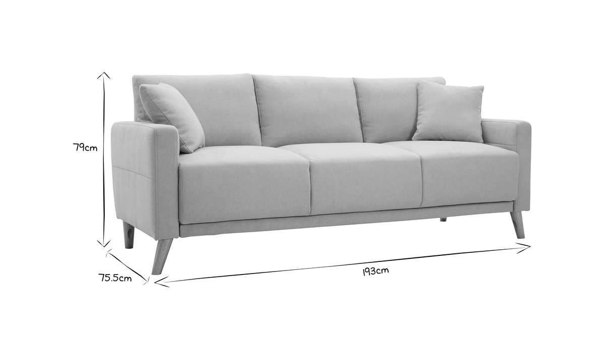 Sofa aus beigem Stoff und hellem Holz 3-Sitzer MUNIK
