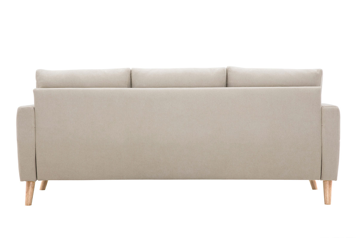 Sofa aus beigem Stoff und hellem Holz 3-Sitzer MUNIK