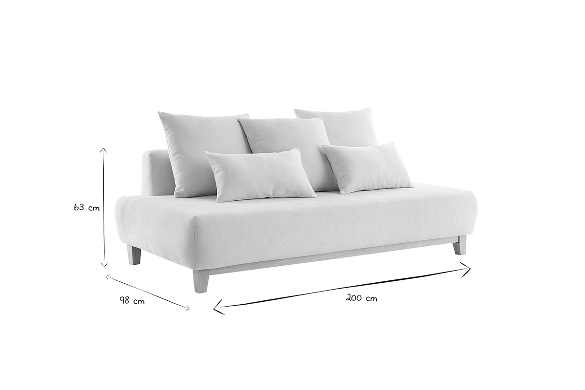 Sofa aus grauem Stoff mit Samteffekt und hellem Holz 3-Sitzer B200 cm ODEON
