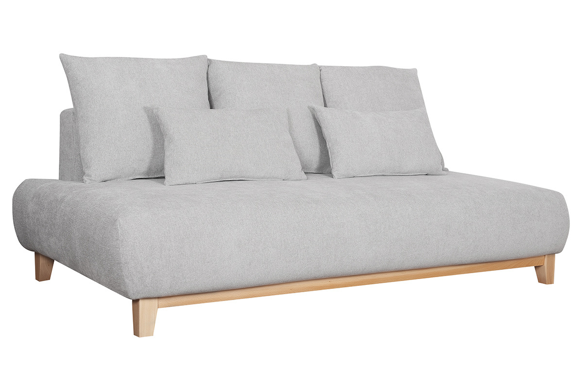 Sofa aus grauem Stoff mit Samteffekt und hellem Holz 3-Sitzer B200 cm ODEON