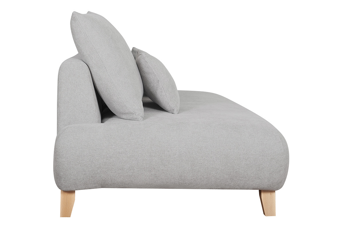 Sofa aus grauem Stoff mit Samteffekt und hellem Holz 3-Sitzer B200 cm ODEON