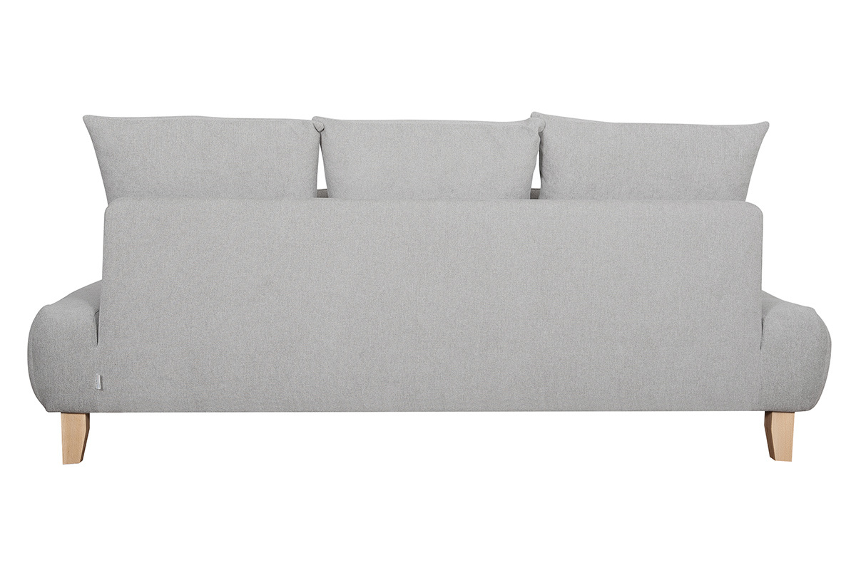 Sofa aus grauem Stoff mit Samteffekt und hellem Holz 3-Sitzer B200 cm ODEON
