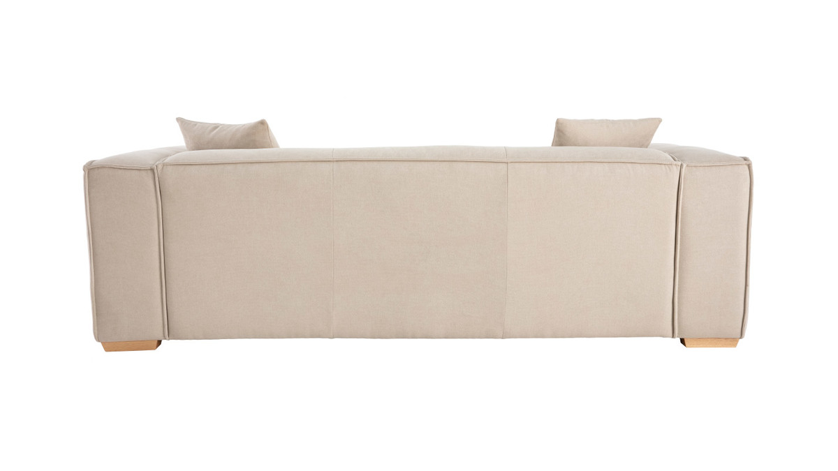 Sofa aus naturfarbenem Stoff mit Samteffekt 3-Sitzer COBAIN