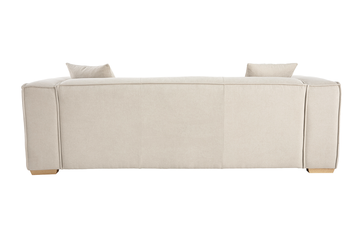 Sofa aus naturfarbenem Stoff mit Samteffekt 3-Sitzer COBAIN