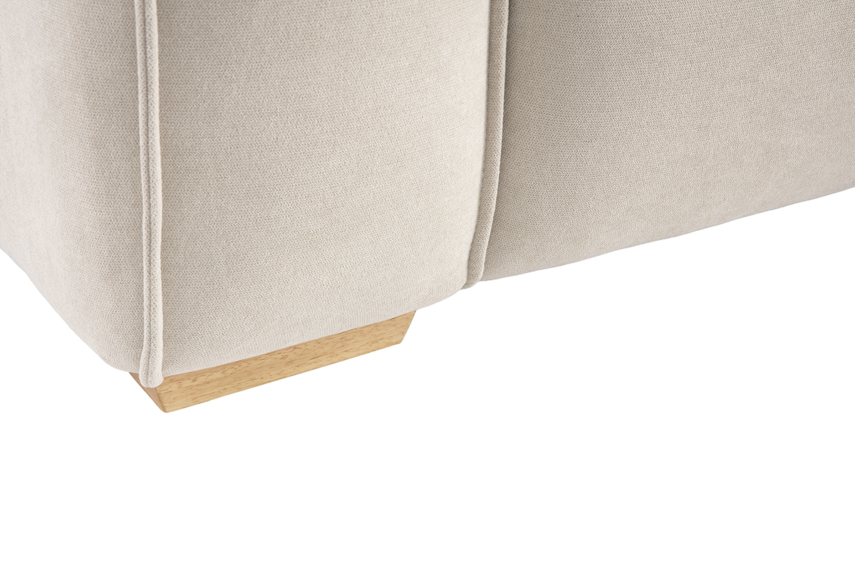 Sofa aus naturfarbenem Stoff mit Samteffekt 3-Sitzer COBAIN