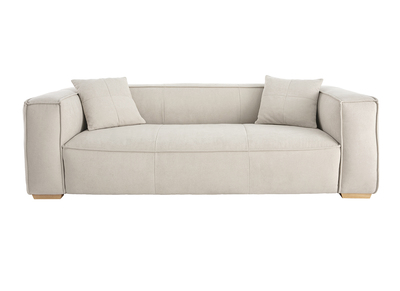 Sofa aus naturfarbenem Stoff mit Samteffekt 3-Sitzer COBAIN