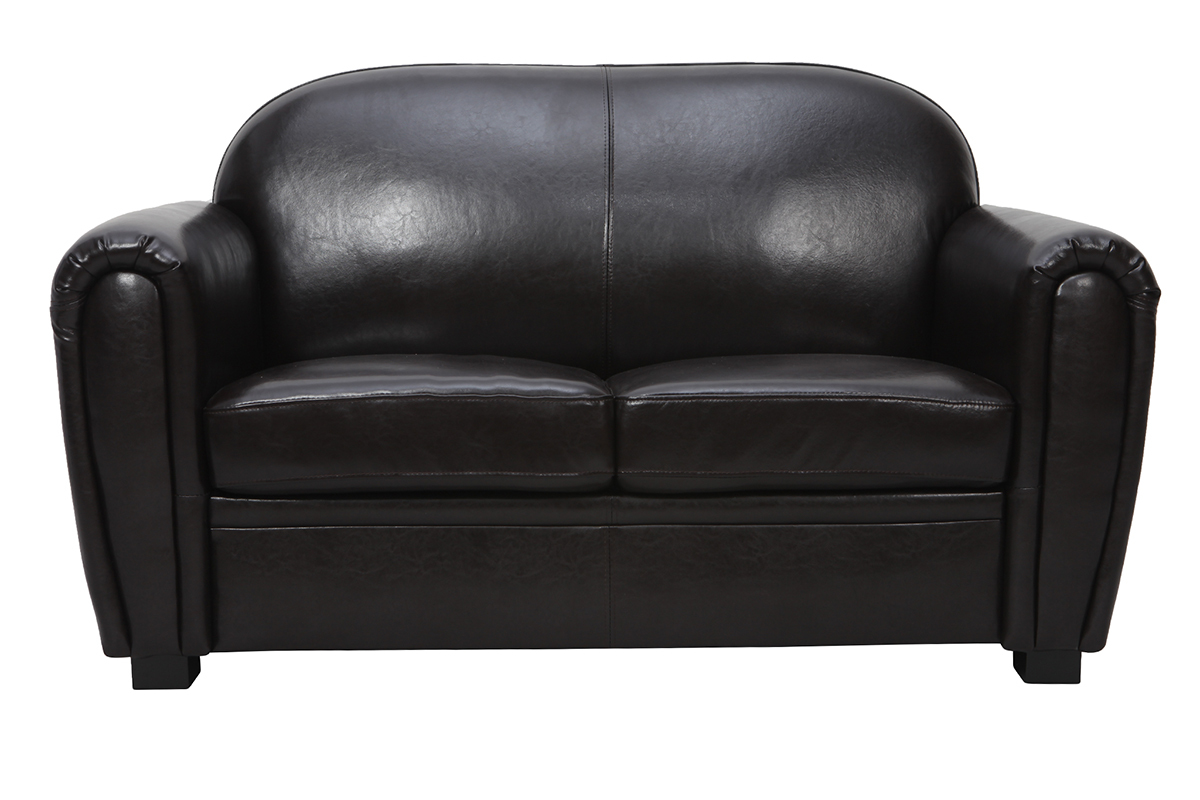 Sofa Club aus dunkelbraunem Leder mit 2 Sitzpltzen - Rindsleder